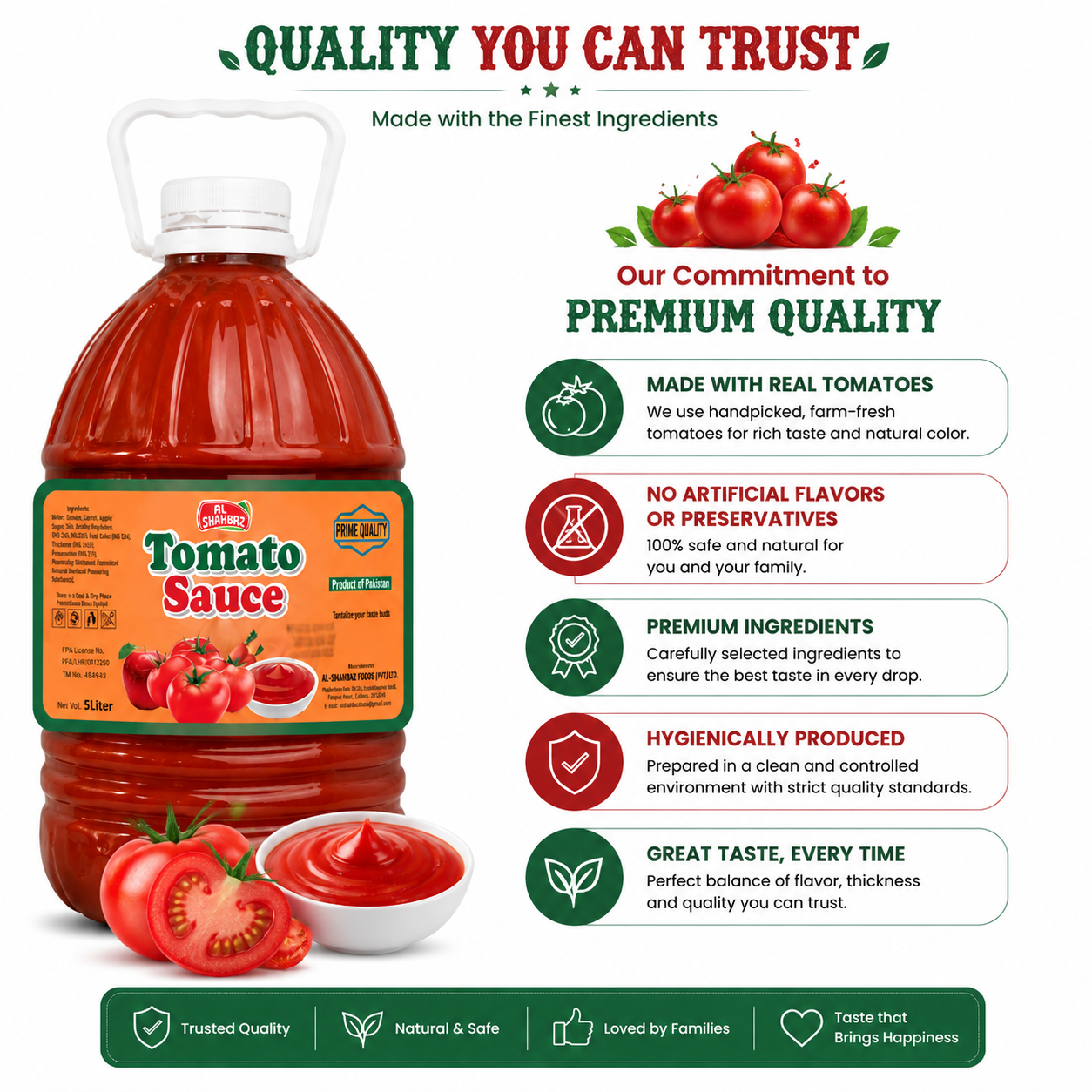 Al Shahbaz Tomato Sauce 5L – Premium Quality Thick & Tangy Ketchup | Food Grade Sauce Pakistan - Image 5