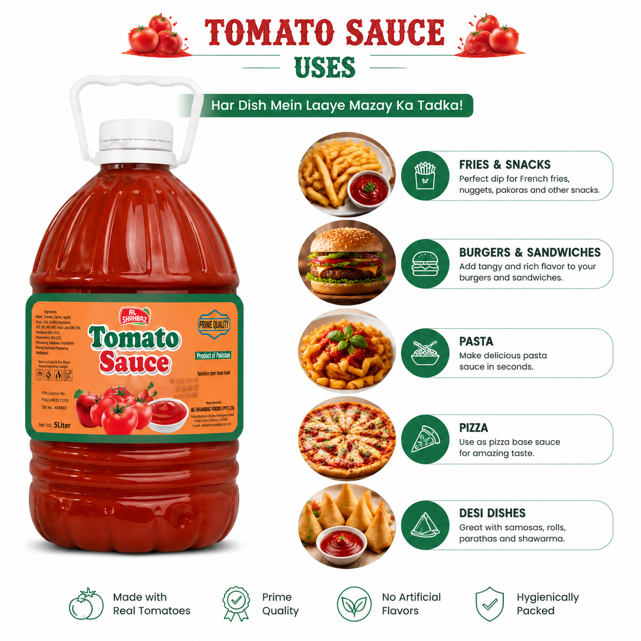 Al Shahbaz Tomato Sauce 5L – Premium Quality Thick & Tangy Ketchup | Food Grade Sauce Pakistan - Image 3