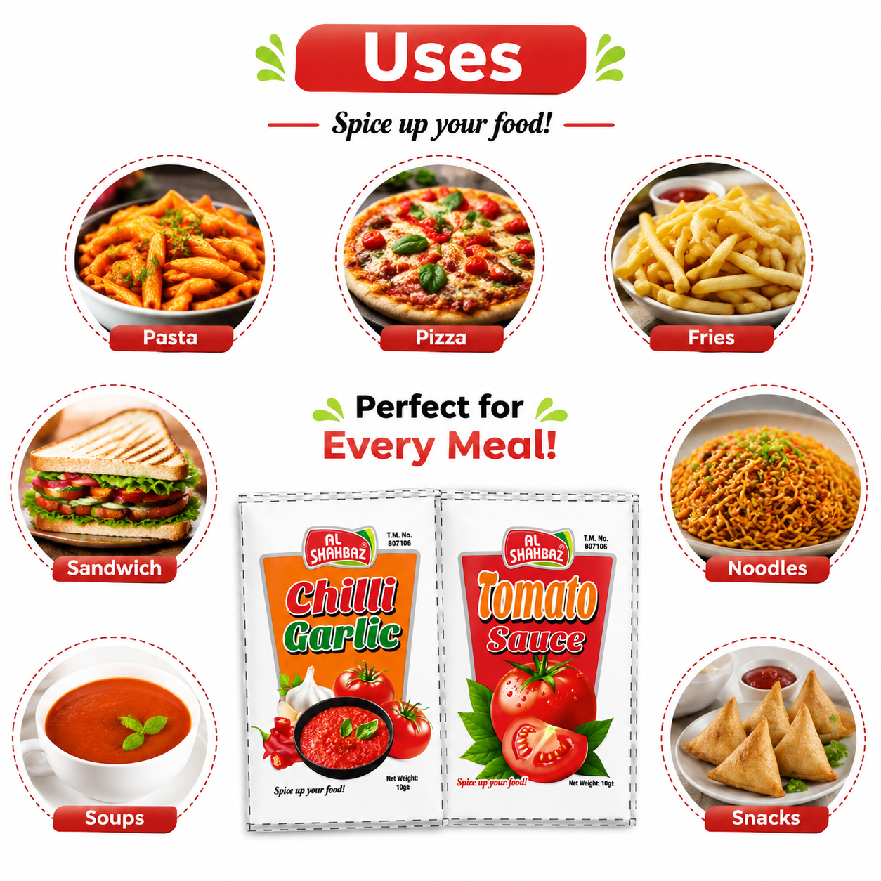 Al Shahbaz Chili Garlic & Tomato Sauce Sachet Pack – 10g Premium Condiment (Made in Pakistan) - Image 4