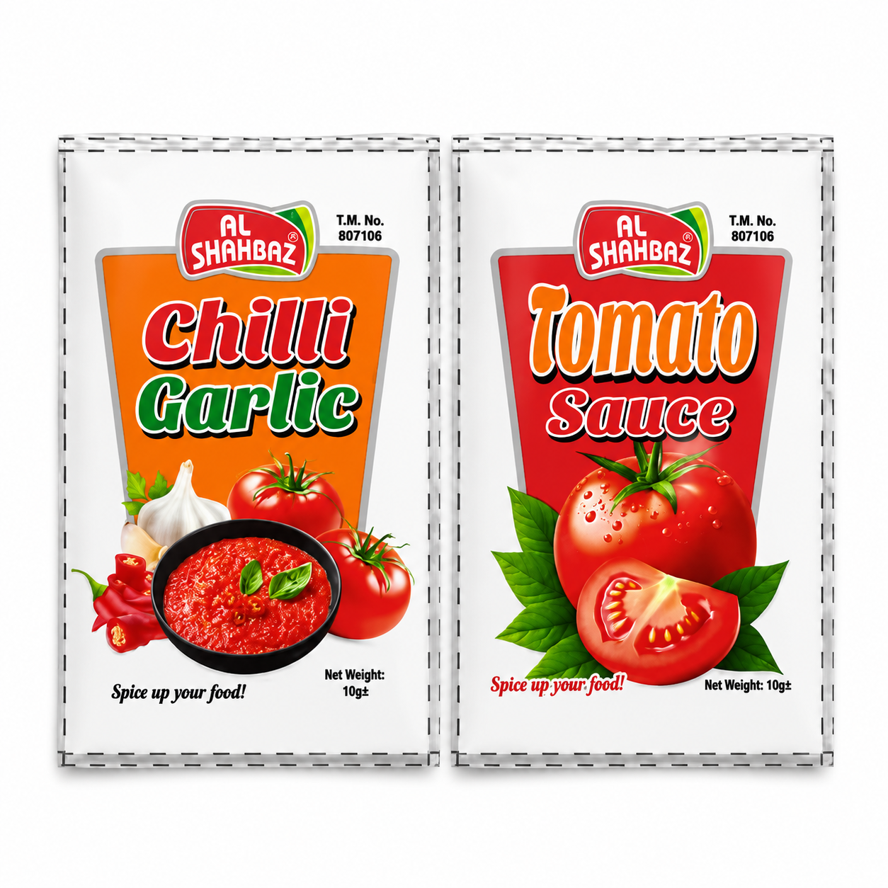 Al Shahbaz Chili Garlic & Tomato Sauce Sachet Pack – 10g Premium Condiment (Made in Pakistan)