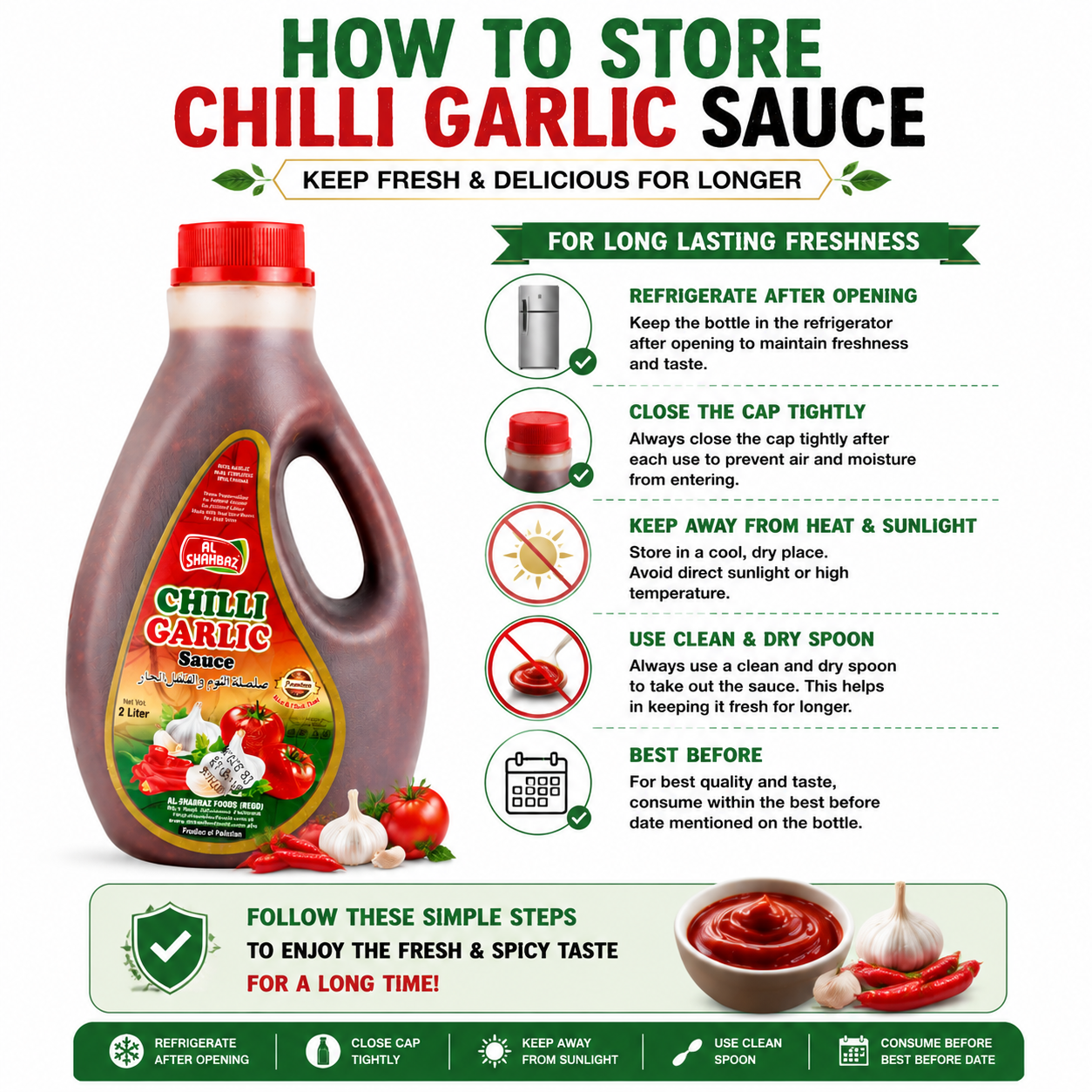 Al Shahbaz Chilli Garlic Sauce 2L – Premium Spicy Garlic & Tomato Sauce for Dips, Cooking & Fast Food - Image 2