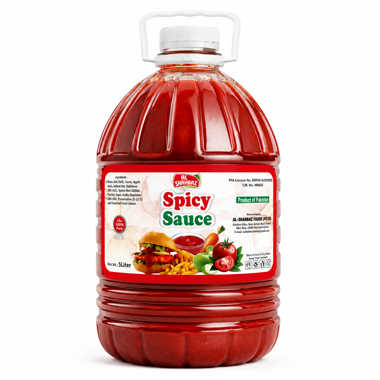 Al Shahbaz Spicy Sauce 5L – Premium Hot & Tangy Sauce for Fast Food, Burgers & Fries | Made in Pakistan