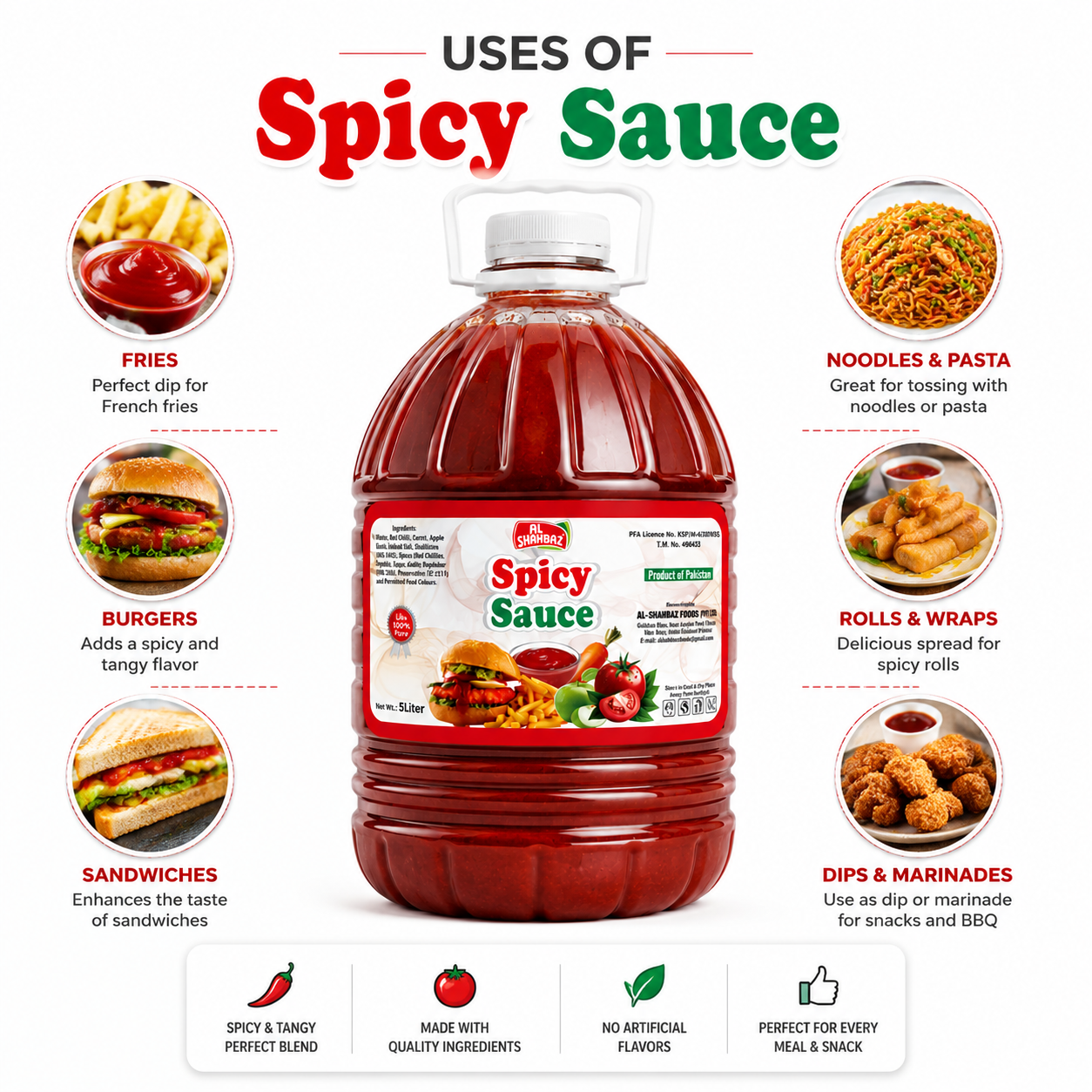 Al Shahbaz Spicy Sauce 5L – Premium Hot & Tangy Sauce for Fast Food, Burgers & Fries | Made in Pakistan - Image 3