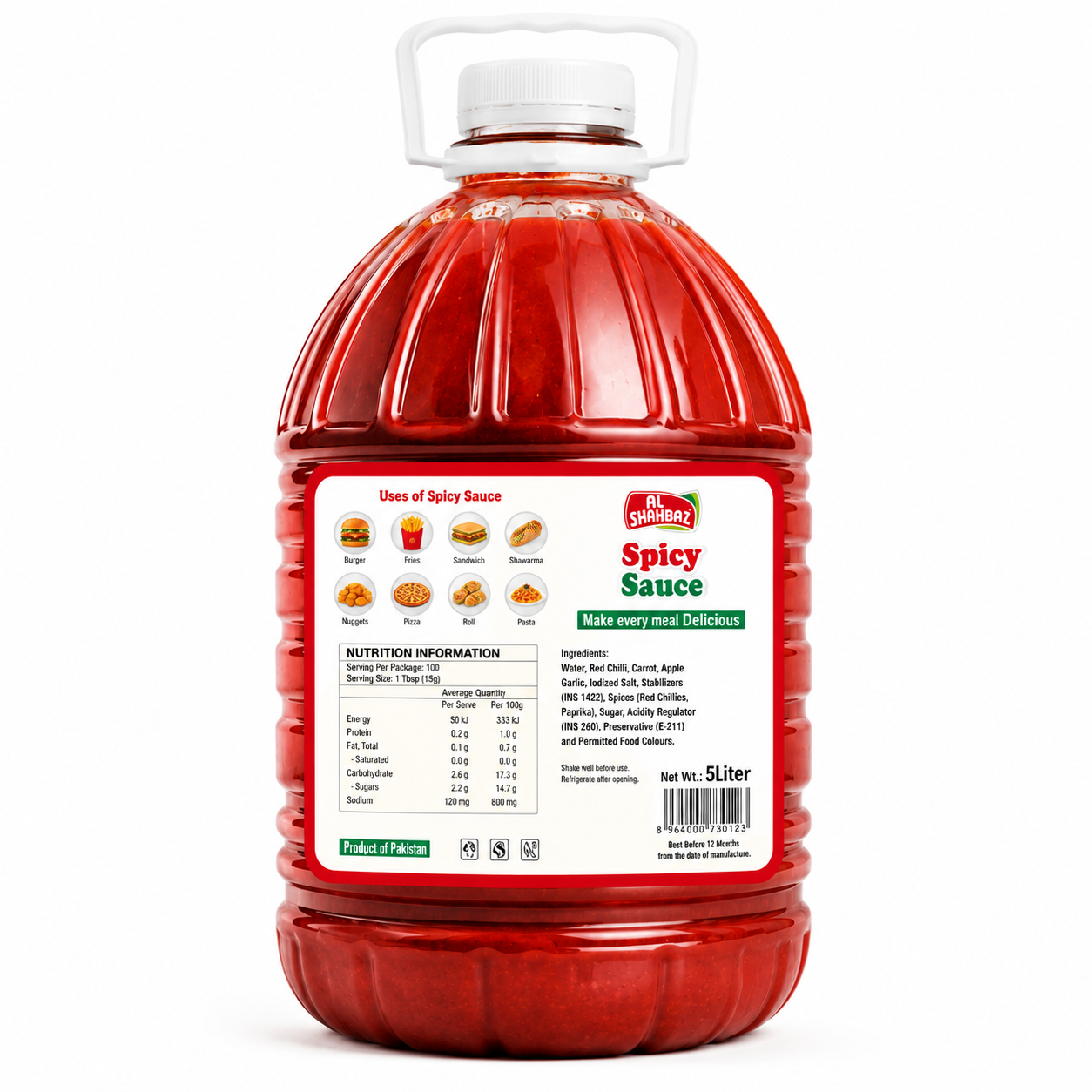 Al Shahbaz Spicy Sauce 5L – Premium Hot & Tangy Sauce for Fast Food, Burgers & Fries | Made in Pakistan - Image 2