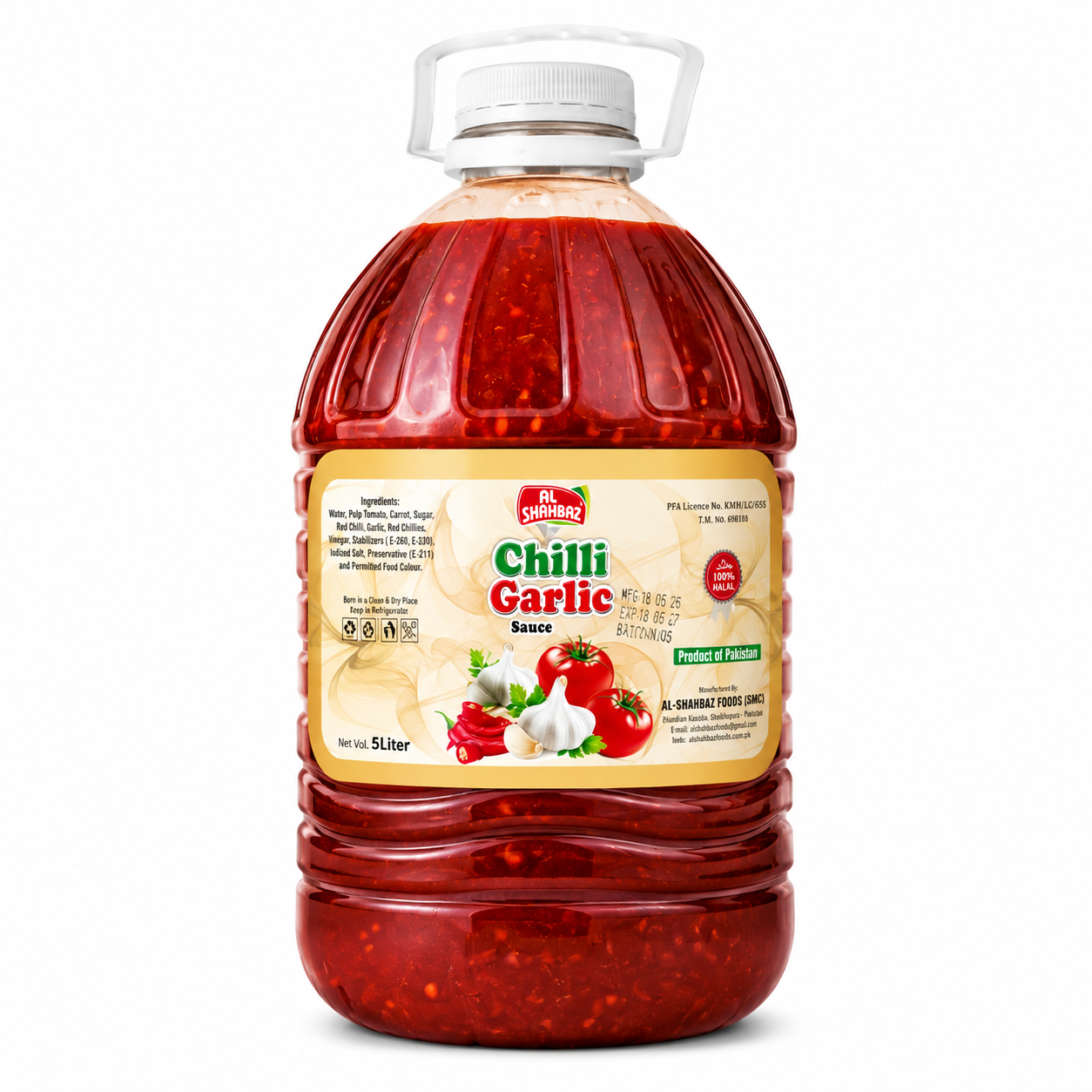 Al Shahbaz Chilli Garlic Sauce 5L – Spicy & Tangy Restaurant Quality Garlic Chilli Sauce Pakistan