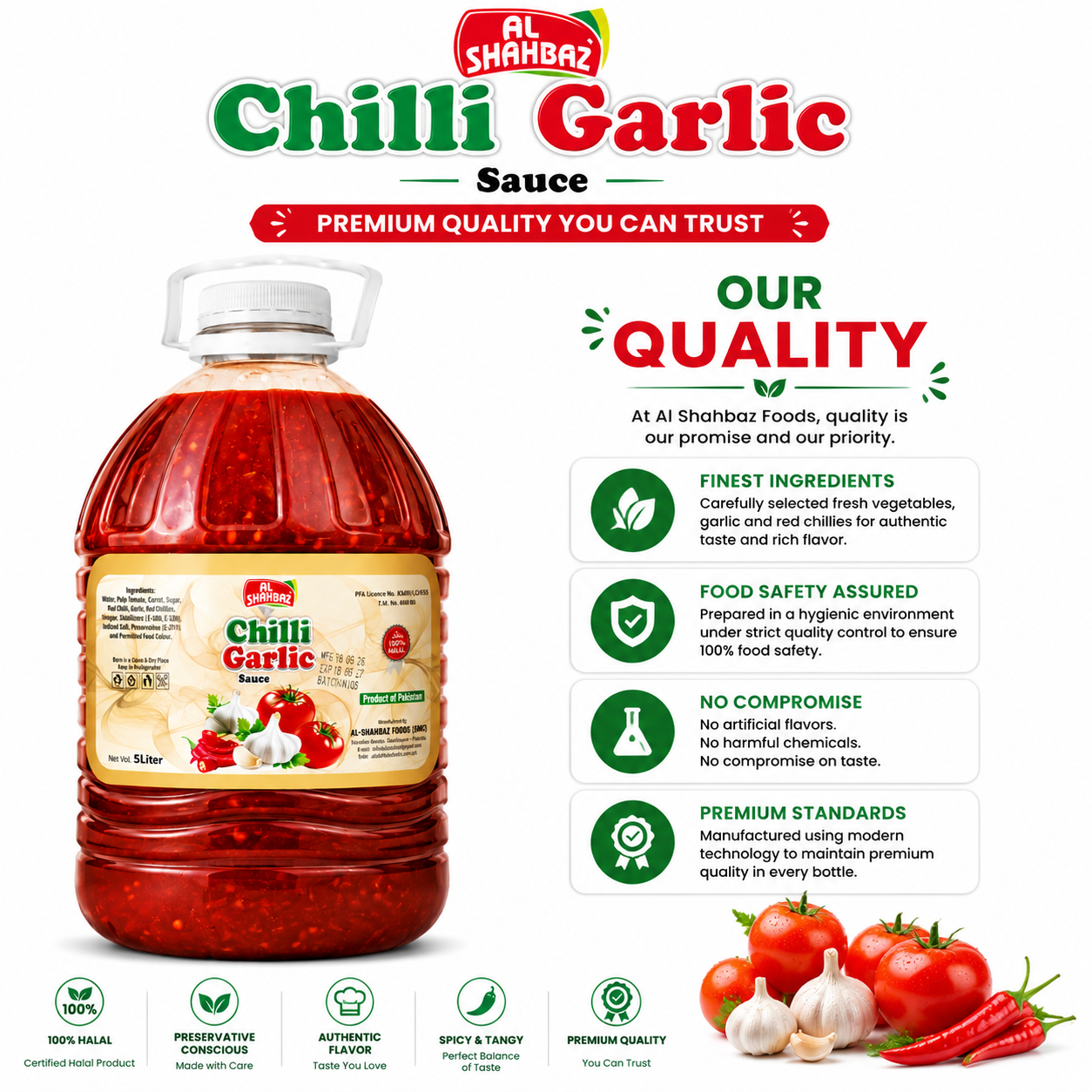 Al Shahbaz Chilli Garlic Sauce 5L – Spicy & Tangy Restaurant Quality Garlic Chilli Sauce Pakistan - Image 4
