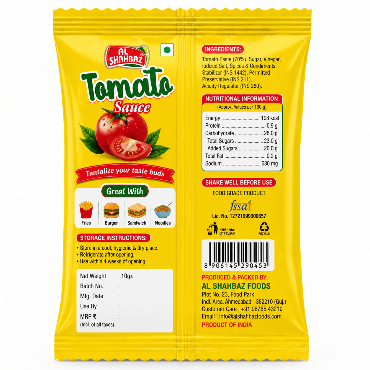 Al Shahbaz Tomato Sauce Sachet 10g β Fresh, Tasty & Hygienically Packed Ketchup Sachet - Image 5