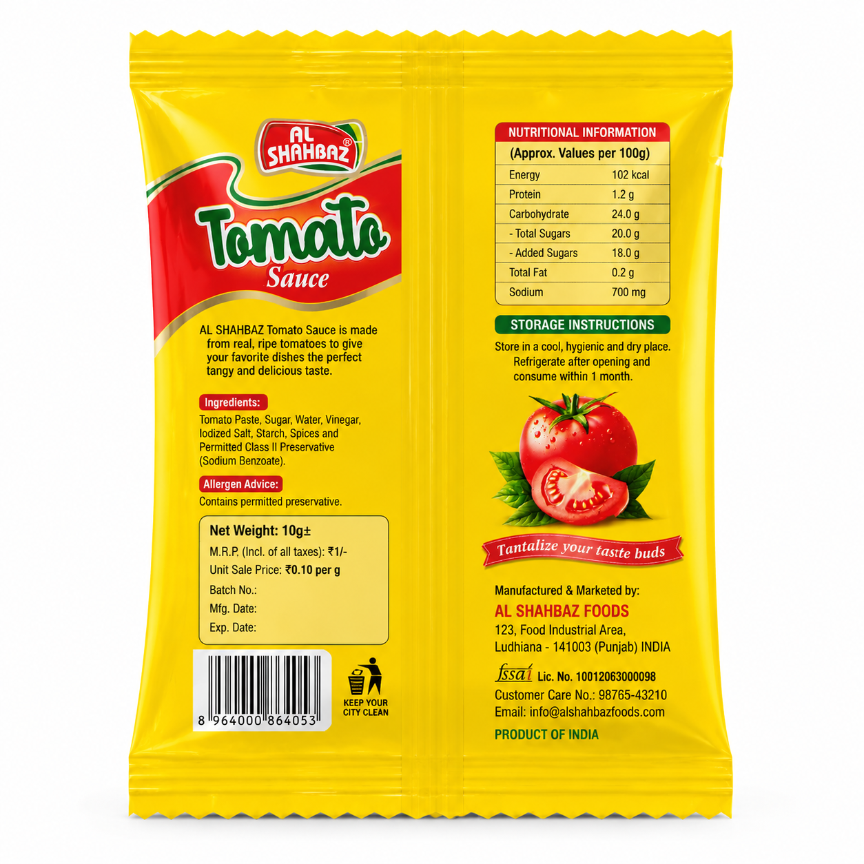 Al Shahbaz Tomato Sauce Sachet 10g β Fresh, Tasty & Hygienically Packed Ketchup Sachet - Image 4