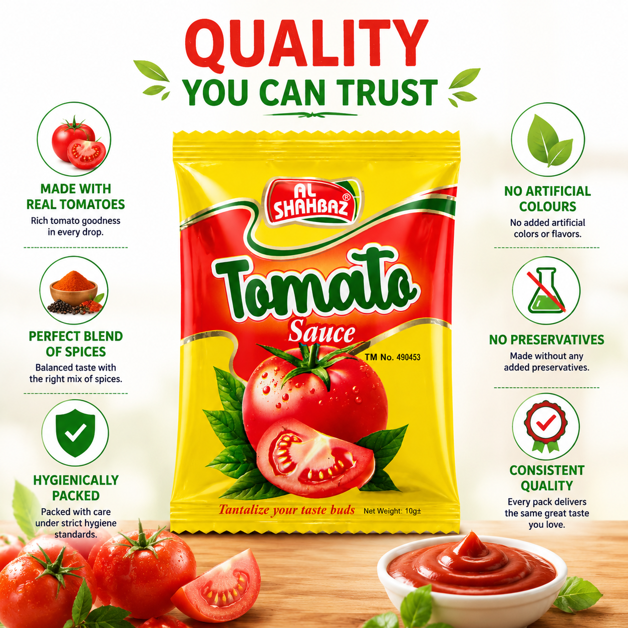Al Shahbaz Tomato Sauce Sachet 10g β Fresh, Tasty & Hygienically Packed Ketchup Sachet - Image 3