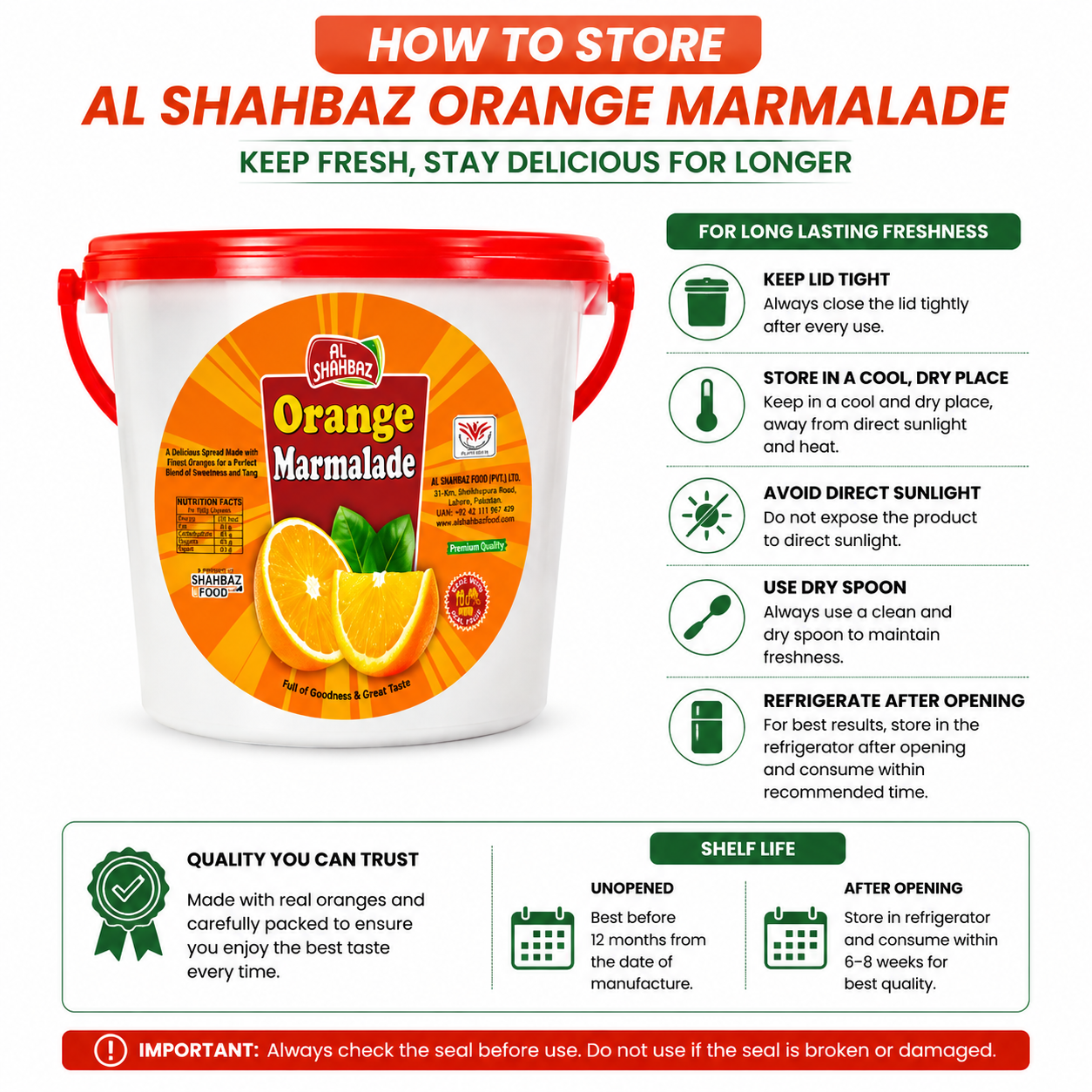 Al Shahbaz Orange Marmalade 800g – Premium Quality Fruit Spread | Sweet & Tangy Orange Jam Pakistan - Image 5