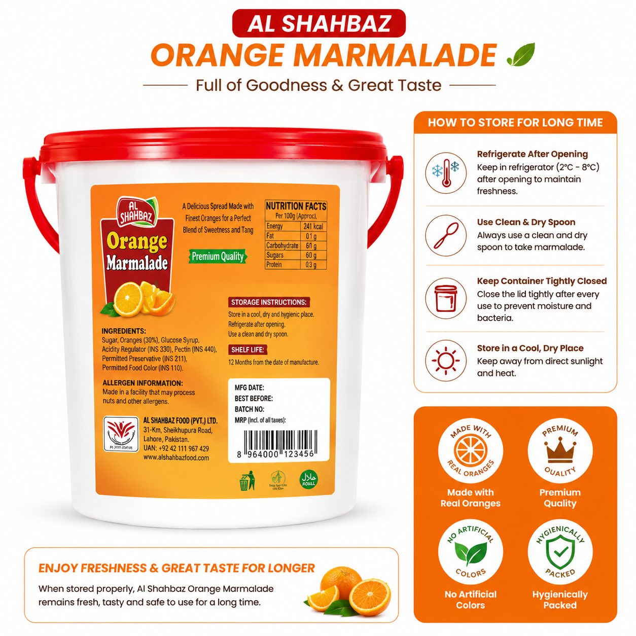 Al Shahbaz Orange Marmalade 800g – Premium Quality Fruit Spread | Sweet & Tangy Orange Jam Pakistan - Image 3