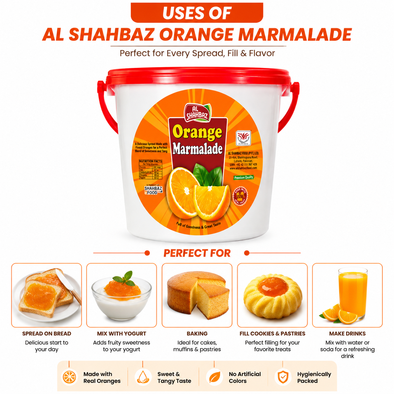 Al Shahbaz Orange Marmalade 800g – Premium Quality Fruit Spread | Sweet & Tangy Orange Jam Pakistan - Image 2