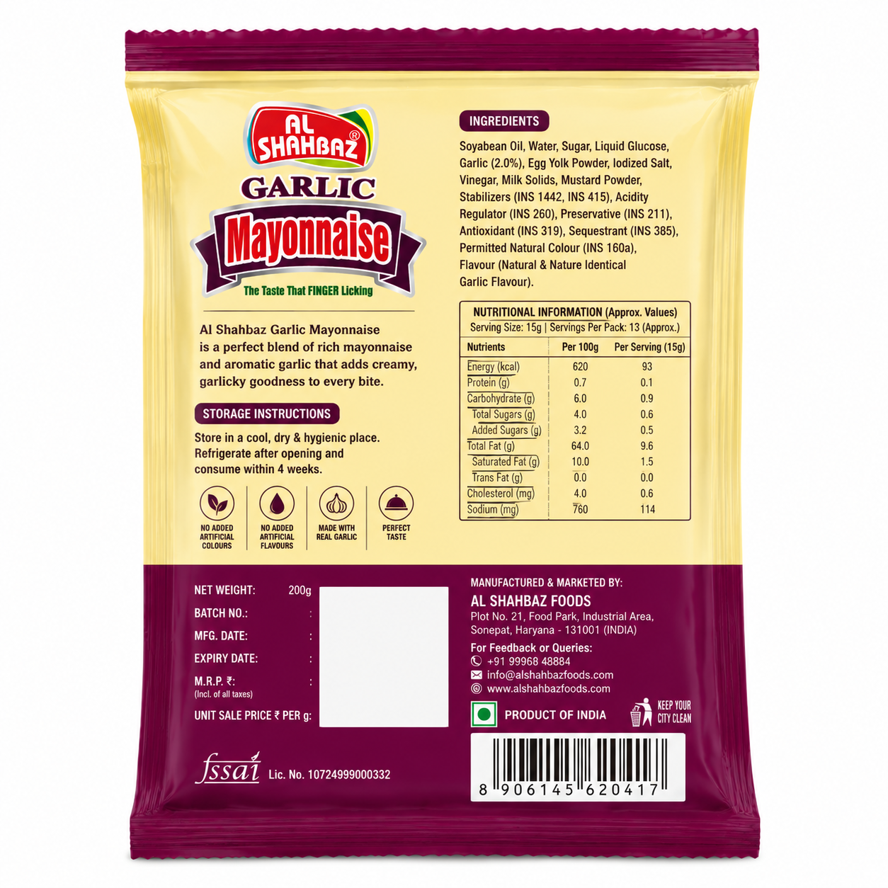 Al Shahbaz Garlic Mayonnaise Sachet | Creamy Garlic Flavor Dip Packet | Best Sauce for Burgers & Fries Pakistan - Image 4