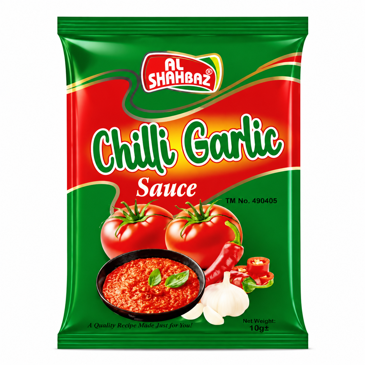 Al Shahbaz Chilli Garlic Sauce Sachet – Spicy & Tangy Dip for Snacks, Pasta & Fast Food (10g)