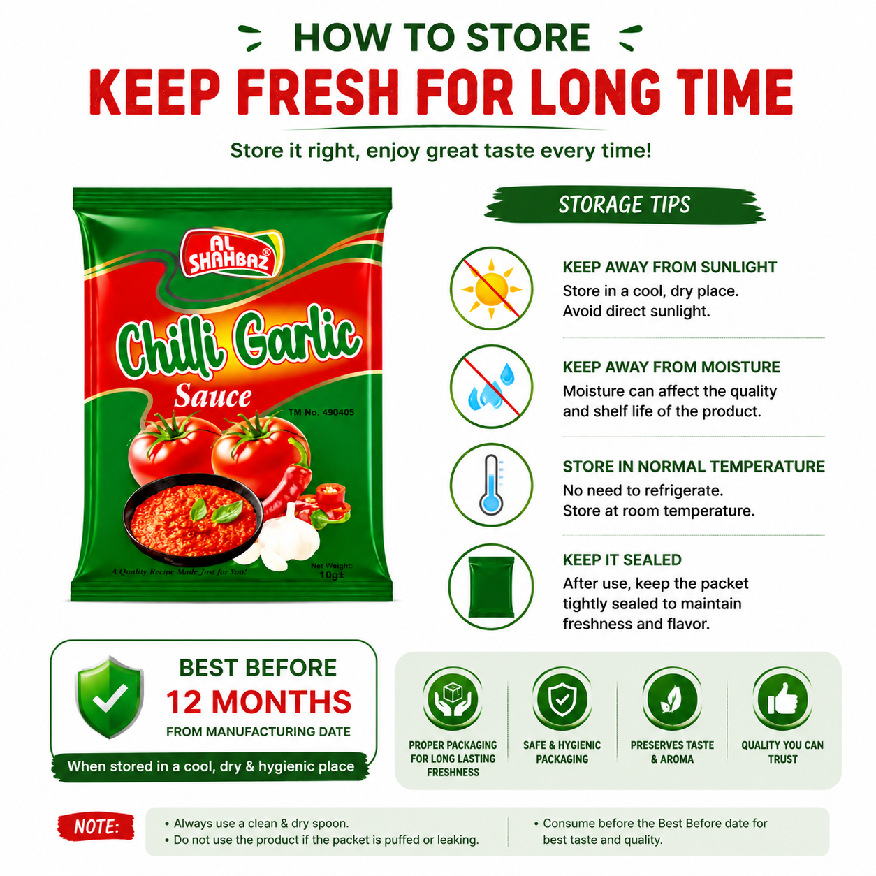 Al Shahbaz Chilli Garlic Sauce Sachet – Spicy & Tangy Dip for Snacks, Pasta & Fast Food (10g) - Image 2
